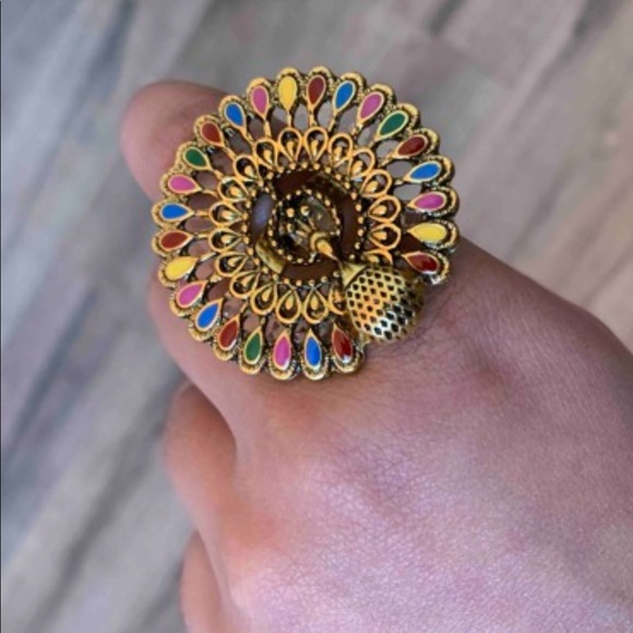 Two Pieces Earrings Nad Ring Set Faux Pearls Tassel Emery Rose Jumka Earrings - Picture 8 of 8